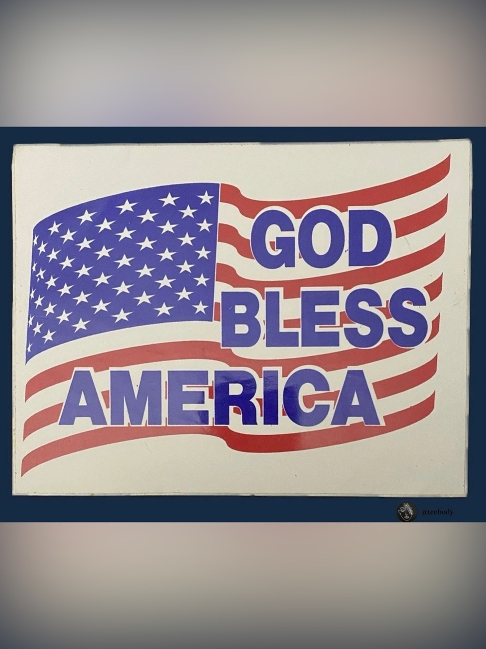 Vintage 90s God Bless America Sticker US Flag Bumper Decal Large Y2K NOS 8”x 6”